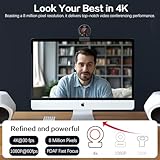 Angetube 4K Webcam for PC,1080P@60FPS Streaming Web Cam with PDAF Auto Focus,AI Noise Cancelling Mics, 8X Zoom, Plug and Play, Webcam for Laptop/Mac/PC Work with Zoom, Teams, OBS, Skype - Image 2