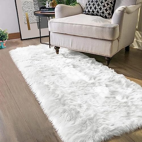 JXLOULAN Faux Lammfell Schaffell Teppich 50 x 150 cm Flauschig Nachahmung...