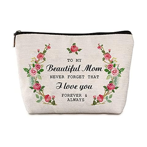 Java Wood Gifts for Mom to My Beautiful Mom Travel Zipper Makeup Bag Mother of the Bride or Groom Gifts,Gifts for Mom from Daughter or Son I love you Mom Gift New Mom Gift Basket,Xhzb01 Cover