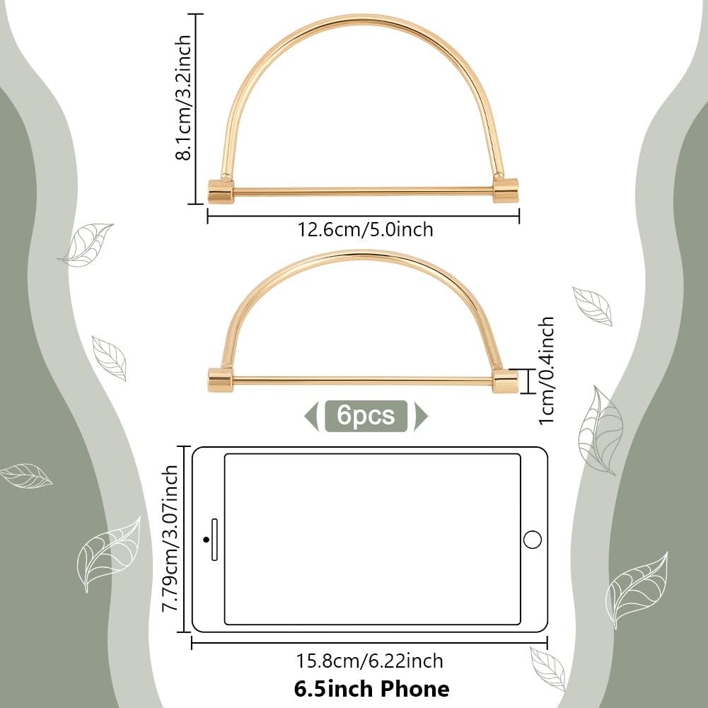 PH PandaHall 6pcs Purse Handles - Light Gold Metal Replacement Handles 3.7x2.4 Inch For Bag Making