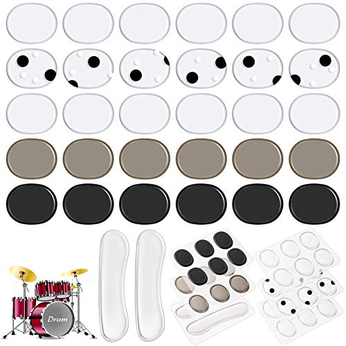 CCOZN Drum Dampeners Gel Pads, 30 Pieces Oval Drum Dampeners 2 Pieces Long Clear Drum Dampeners...