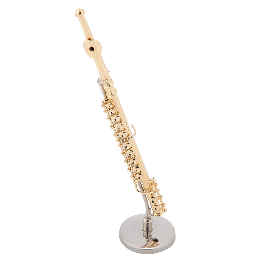 Garosa Mini Trumpet Boxed Top Grade Gift Mini Musical Instrument Model with Stand and Case Gold Plated Miniature Replica Musical Ornament 5.9 * 1.3 * 1.3in