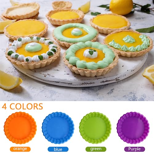 8 stampi in silicone antiaderenti, per tortine, rotondi, riutilizzabili, piccoli, utilizzati per la produzione di cupcake, muffin, pane (4 pollici) - immagine 6