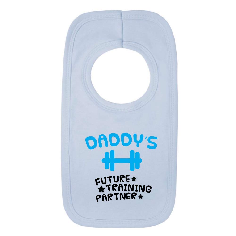 Kickass Tees Daddy's Future Training Buddy 1 Baby Bib One Size Blue Gym Workout Cute Funny New Born Gift