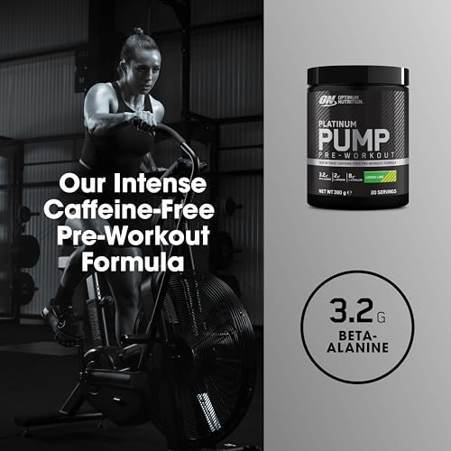 Optimum Nutrition ON Platinum Pump Pre-Workout, Intense Caffeine-Free Pre-Workout Food Supplement with Fruitflow, Beta-Alanine, L-Arginine, L-Citrulline, Lemon Lime Flavour, 20 Servings, 380 g - Image 5