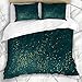 HARXISE Literie - Housse De Couette Explosion Vert Noël Émeraude Poudre Dorée Splash Résumé Or Anniversaire Célébration Chic Ensemble Trois pièces en Microfibre avec 2 taies d'oreiller 220 * 240cm