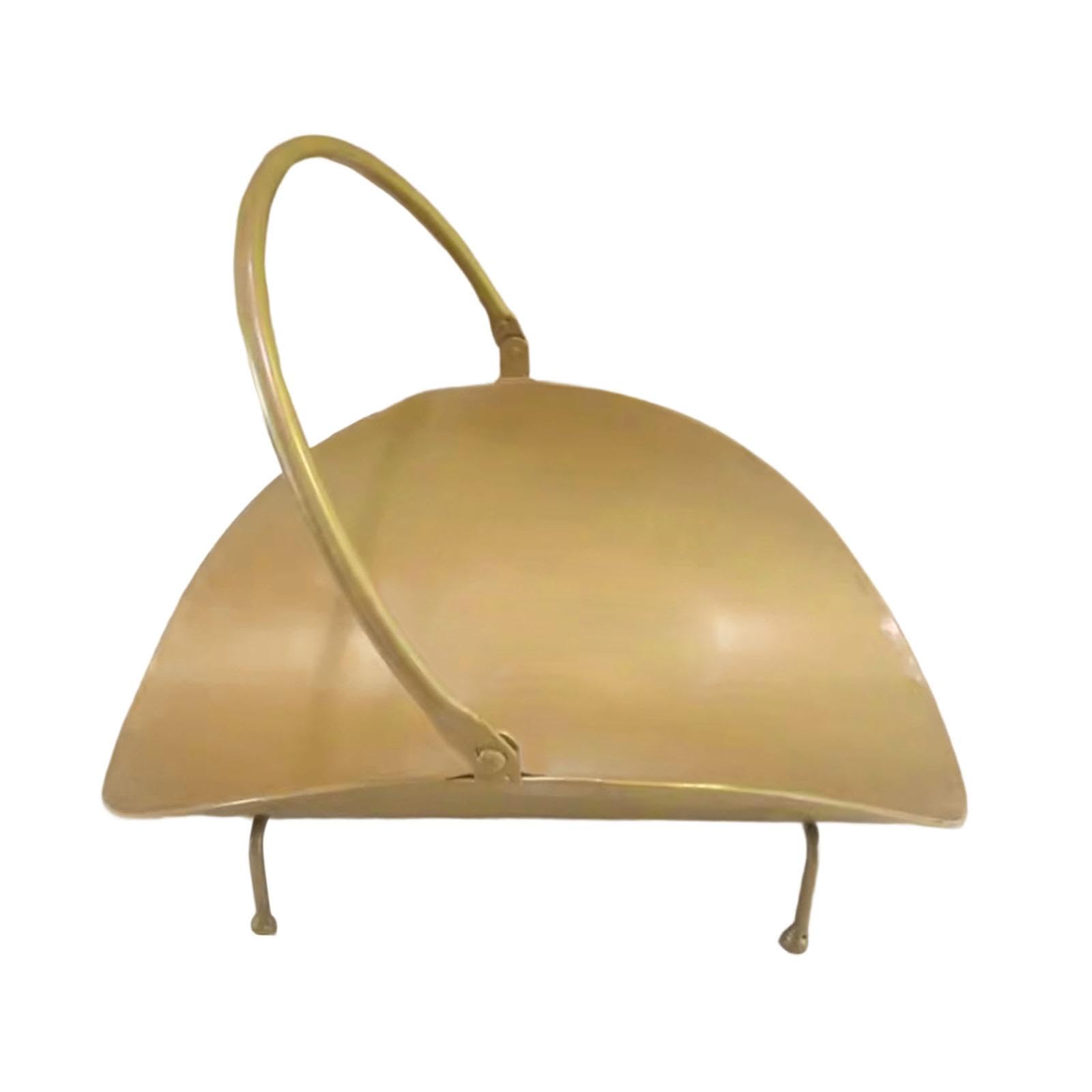 Milageto Soporte para leña para Chimenea, Cesta para leña, Soporte para apilar leña, Resistente, para Interiores, con asa, Accesorio Europeo para Chimenea, Oro