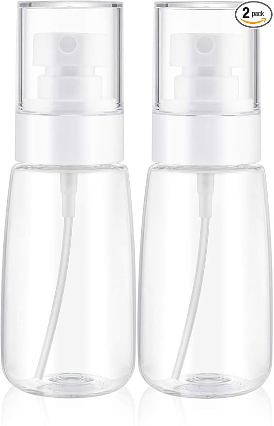 Spray Water Bottle Hair Mister, Fine Mist Stylist Sprayers 360 Empty Small Misting Spritzer, Perfume Atomizer with Pump Clear Containers 2PCS/2oz
