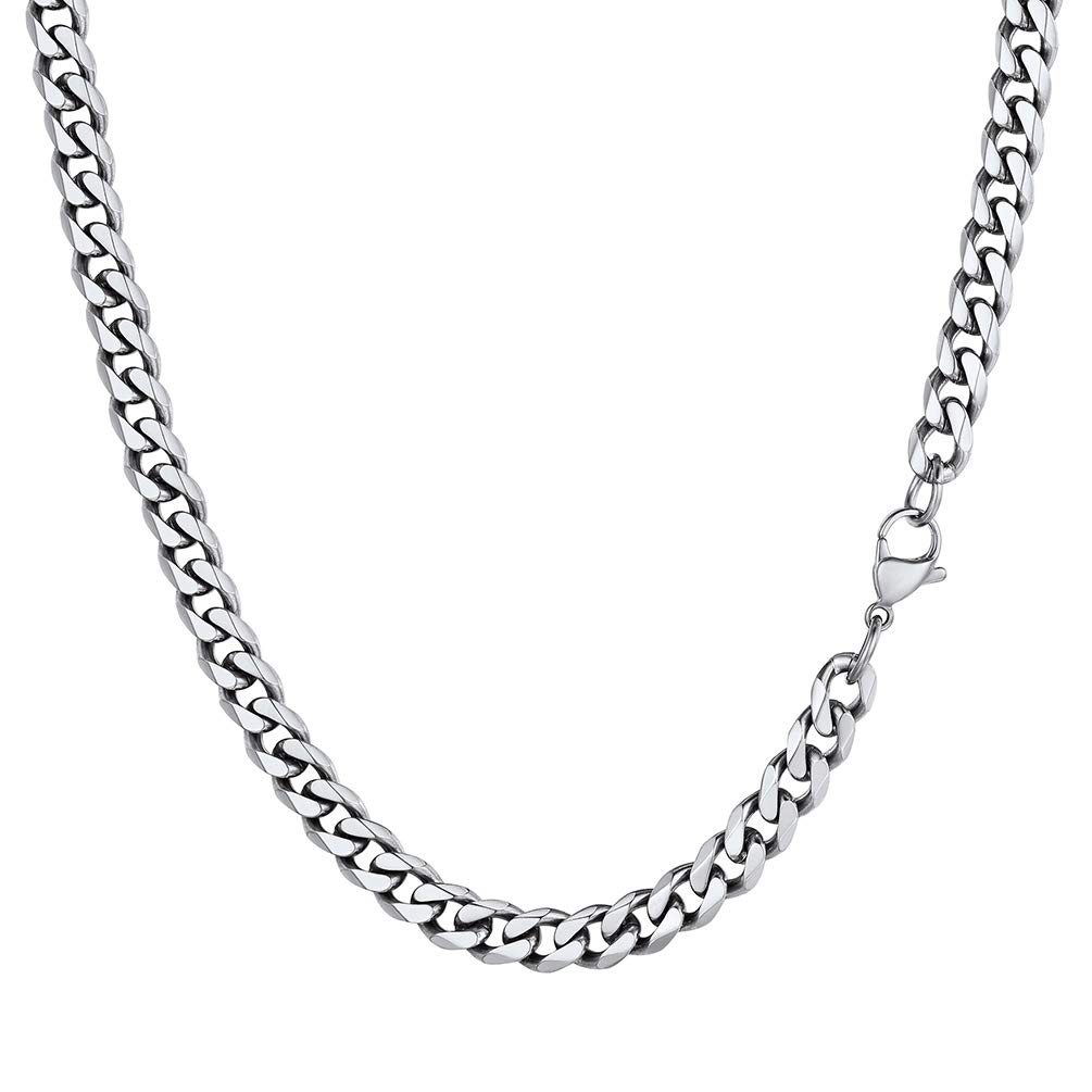PROSTEELMen Sturdy Cuban Chain Necklace, 3/6/9/12mm, 14" 18" 20" 22" 24" 26" 28" 30" Length, Gold Plated/316L Stainless Steel/Black (Send Box)Recycled Claim Standard Blended