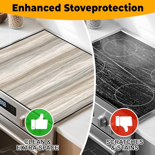 Image of Stove Top Cover Retro Flower Gas Stove Top Cover for Home Decoration Kitchen Pad Non-Stick Washable Cooktop Covers Countertop Protector Keep Stove Clean 28 inchx20 inch (Texture-2)