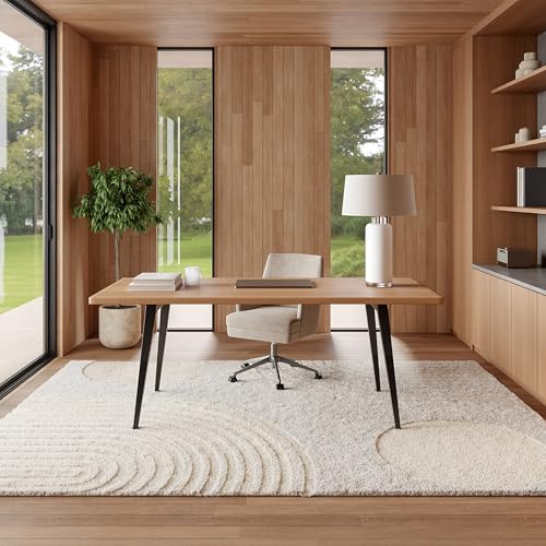 Image of Nuloom Gloria Beige, 6'7" x 9', Abstract, Shag, Soft and Cozy, Plush, High Traffic, Stain Resistant, Easy Clean, Durable Area Rug for Bedroom, Living Room, Dining Space, Den, Foyer, Entryway