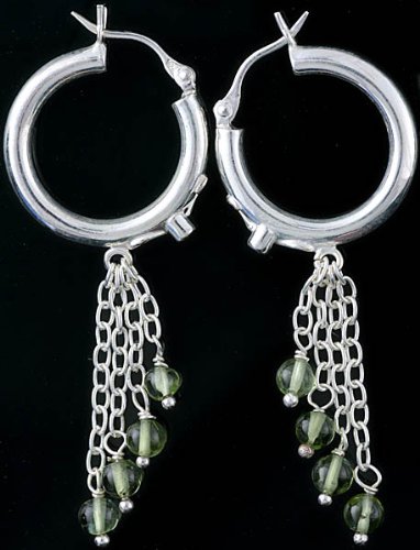 Exotic India Peridot Hoop Earrings - Sterling Silver