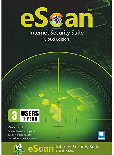 eScan Internet Security Suite with Cloud Security Complete Protection Total Antivirus Web Security online safety Data protection Maximum Security 2019| 3 Device 1 Year | [PC / Laptop with Keycard]