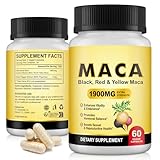 Maca Root Capsules for Women1900mg, Black + Red + Yellow Maca Root Extract Vegan Supplement Supports Reproductive Health, Menstrual Support, Hormonal Balance, Natural Energy