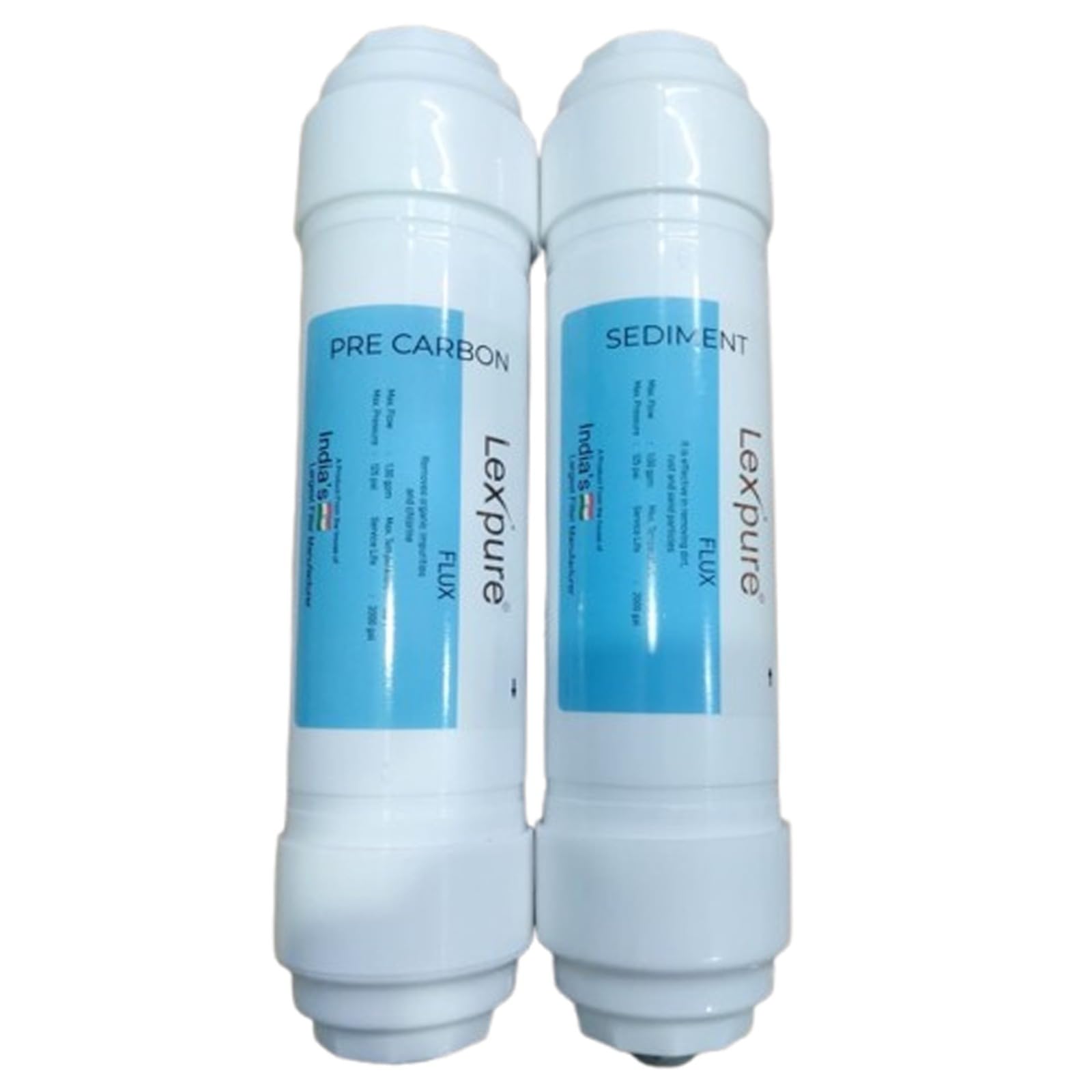 Lexpure Flux Inline Pre Carbon & Sediment Filter Combo for RO Water Purifier, Universal Compatible Replacement Water Filter Cartridge Set, Pack of 2, Multicolor-picture-22