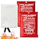 2 Stück Feuerlöschdecke 1x1m, Löschdecke Küche Feuerdecke für Notfälle, Glasfaser Brandschutzdecke EN Norm Zertifiziert Fire Blanket Notfalldecke für Zuhause Auto, Flammschutzmittel (2, 1x1m)