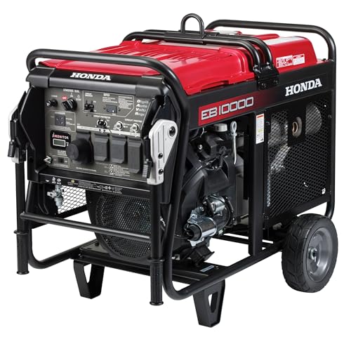 Honda EB10000 10000 Watt Portable Generator with Electric Start, 120/240V Gas Powered OSHA-Compliant Generator for Construciton Site or Backup Power Supply, Up to 7.9 Hour Run Time (EB10000AN)