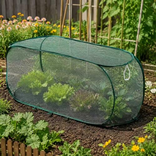 Pop-Up Garden Mesh Plant Cover Foldable Plant Protection Tent Insect Bird & Sun Barrier Netting for Vegetables Herbs & Potted Plants Gifts for Plant Lovers