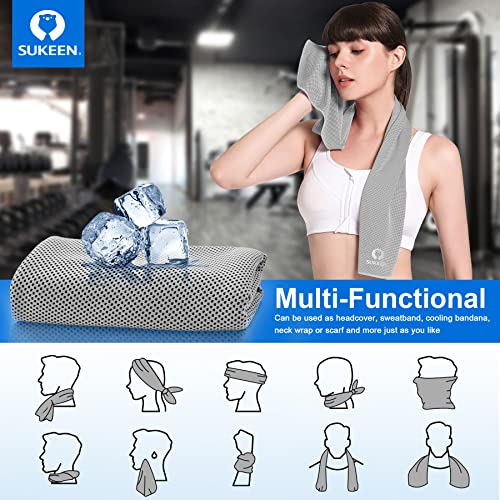 Image of Sukeen 4 Pack Cooling Towels (40 inchx12 inch),Ice Towel,Soft Breathable Chilly Towel,Microfiber Towel for Yoga,Sport,Running,Gym,Workout,Camping,Fitness,Workout & More Activities