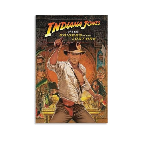 -Indiana- Jones And The Raiders- Of The Lost Ark Action Adventure Poster Canvas Wall Art Room Aesthetics HD Modern Decorative Painting For Teens Bedroom Liveroom Dorm Deco 12x18inch(30x45cm)