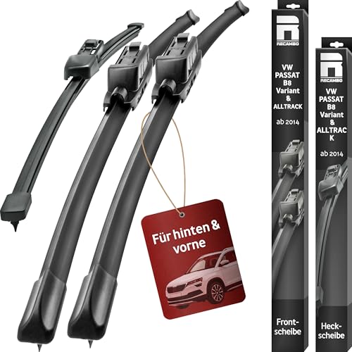 Recambo SCHEIBENWISCHER VORNE + HINTEN kompatibel für VW PASSAT B8 Variant + ALLTRACK | ab 2014> (3er Set: 650mm / 475mm / 325mm)