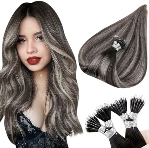 RUNATURE Blonde Nano Hair Extensions Human Hair Golden Blonde Highlight Ash Blonde Nano Ring - View #4