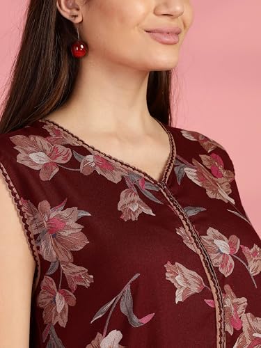 Image of 9shines Label Alpine Sleeveless Nighty | All Over Print Maxi for Women | Night wear for Women | Full Length Night Gown for Women | Night Dress for Women Stylish (Alpine Sleeveless 24)