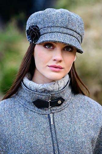 Mucros Weavers Ladies Newsboy Hat Gray Herringbone #TOP2