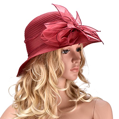 Sombrero para mujer ocasión boda ala ancha floral miniatura 3