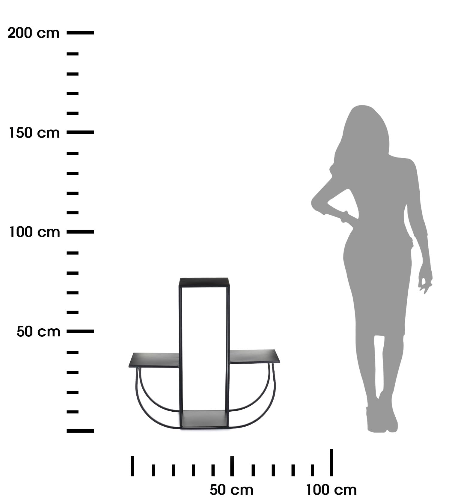 4-poziomowe schody kwiatowe - metalowe schody roślinne o wysokości 70 cm - półka na kwiaty z talerzami 24 cm w kolorze czarnym na 4 kwiaty - stojak na kwiaty do dekoracji wnętrz