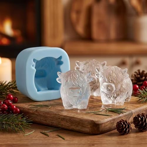 Molde de silicona para cubitos de hielo con figuras de conejos y vacas miniatura 4
