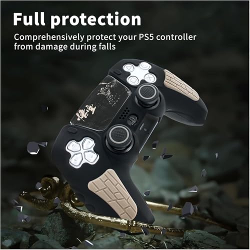 Image of Meyaar PS 5 Controller Cover Case, Anti-Slip Silicone Cover Skin Compatible with PS5 Dual Sense Controller with Thumb Grip Caps, Joystick Protectors (Grey)