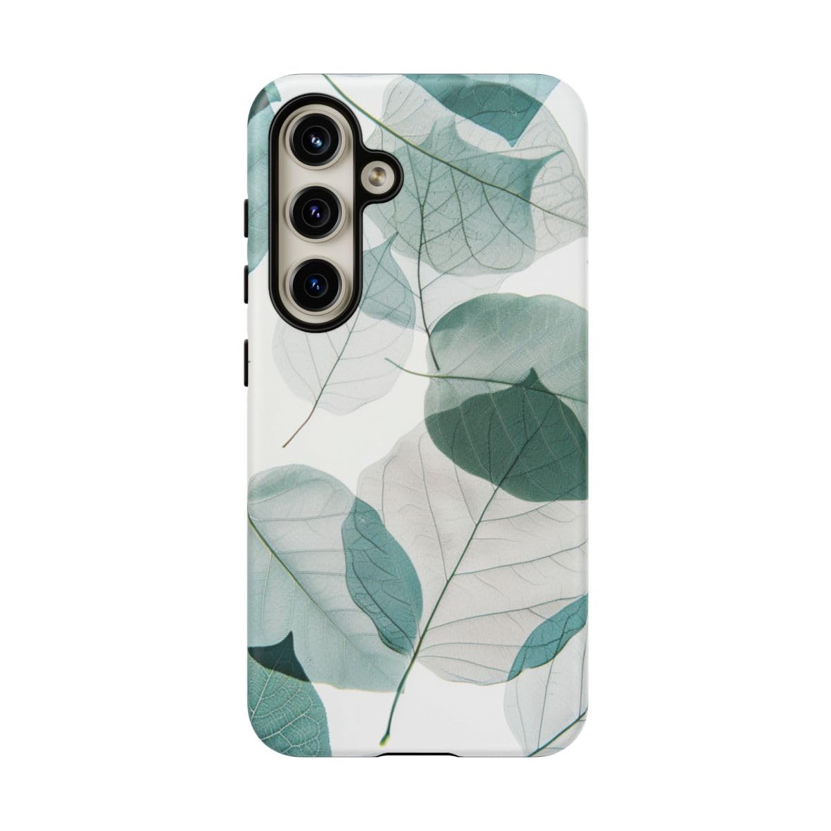 Coque rigide Samsung Galaxy S24 motif feuilles bleues premium - 5
