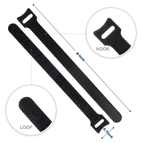 Oneleaf 80Pcs Reusable Cable Ties, Black Adjustable 6-Inch Cord Organizer Ties thumb #2