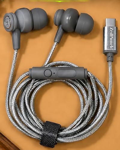 Image of Gaming Type-C Wired Earphone with Mic, 10mm Dynamic Bass Driver, Magnetic in-Ear Headphones, Low Latency Sound for Gaming, 1 Button Control, HD Calling, Voice Assistant, (Gray)