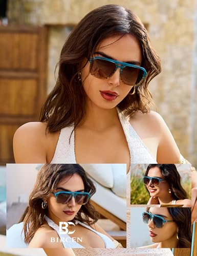 BIRCEN Women Polarized Acetate Sunglasses: Fashion Square Aviator Shades UV Protection for Trendy Laides Travel Beach Outdoor2