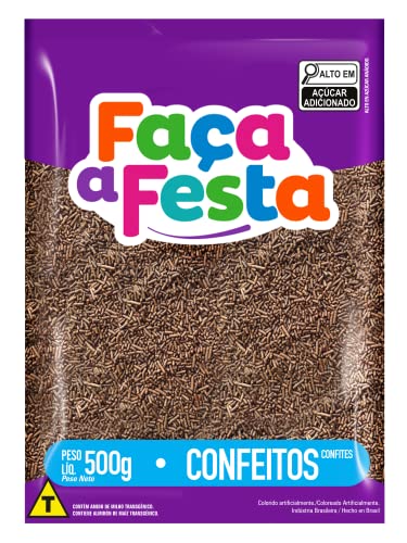 Faça a Festa – Confeito Granulado Escuro 500g | Crocante e Sabor Chocolate | Ideal para Decoração e Cobertura de Doces, Bolos e Sobremesas