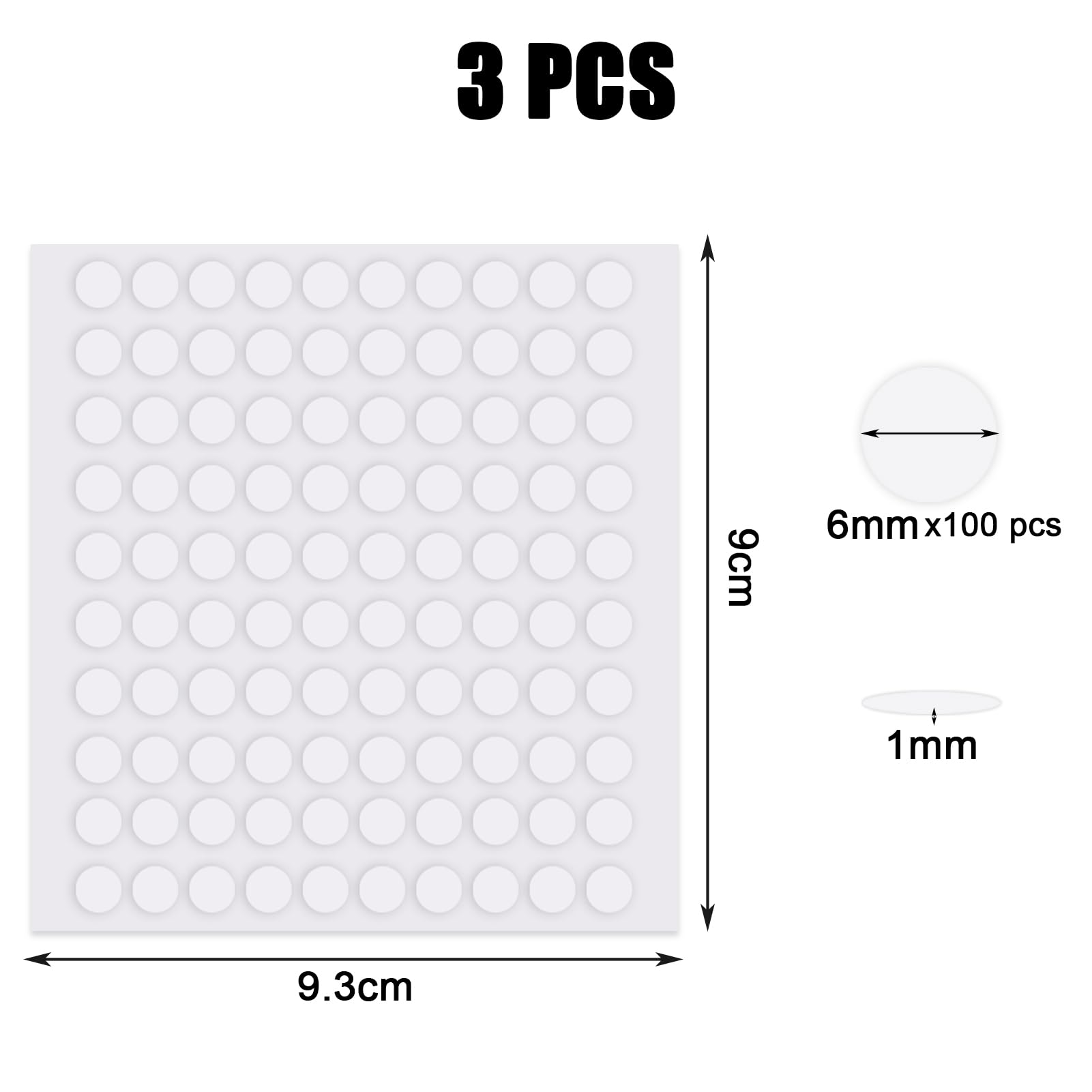 Pastilles Adhésives Double Face 300 Pièces 6mm Autocollants Ronds Transparent Amovible Sans Trace pour Bricolage Maison