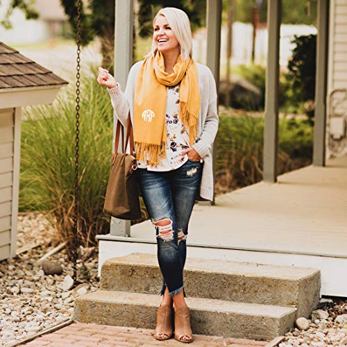 Personalized Monogram Letters Scarf Gift, Solid Color Lightweight Scarves for Boys Girls Adults in Winter Cold Weather, Simple Gifts for Mom Dad Women Men on Christmas Birthday Fathers Mothers Day.3