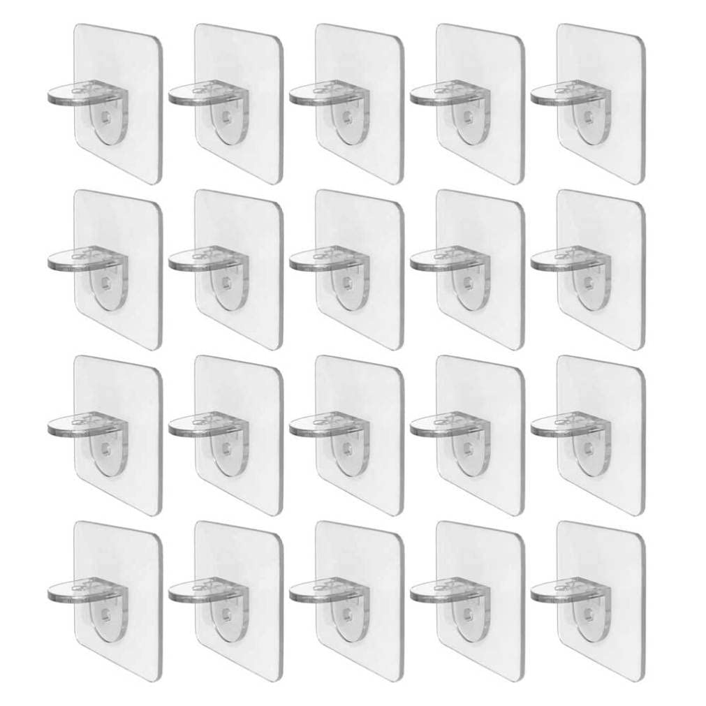 Azidweryq 6X6cm Shelf Support Peg Self Adhesive Cabinet Closet Shelf Brackets Punch Free Peg Pins 20Pcs