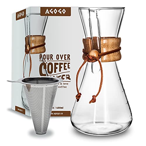 AGOGO Pour Over Kaffeemaschine Set Classic Serie mit Filter 6 Tassen