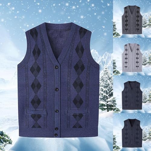 Cambkatl Men's Argyle Sweater Vest Button V Neck Cardigans Casual Sleeveless Knitted 2025 Fall Jumper Tops2