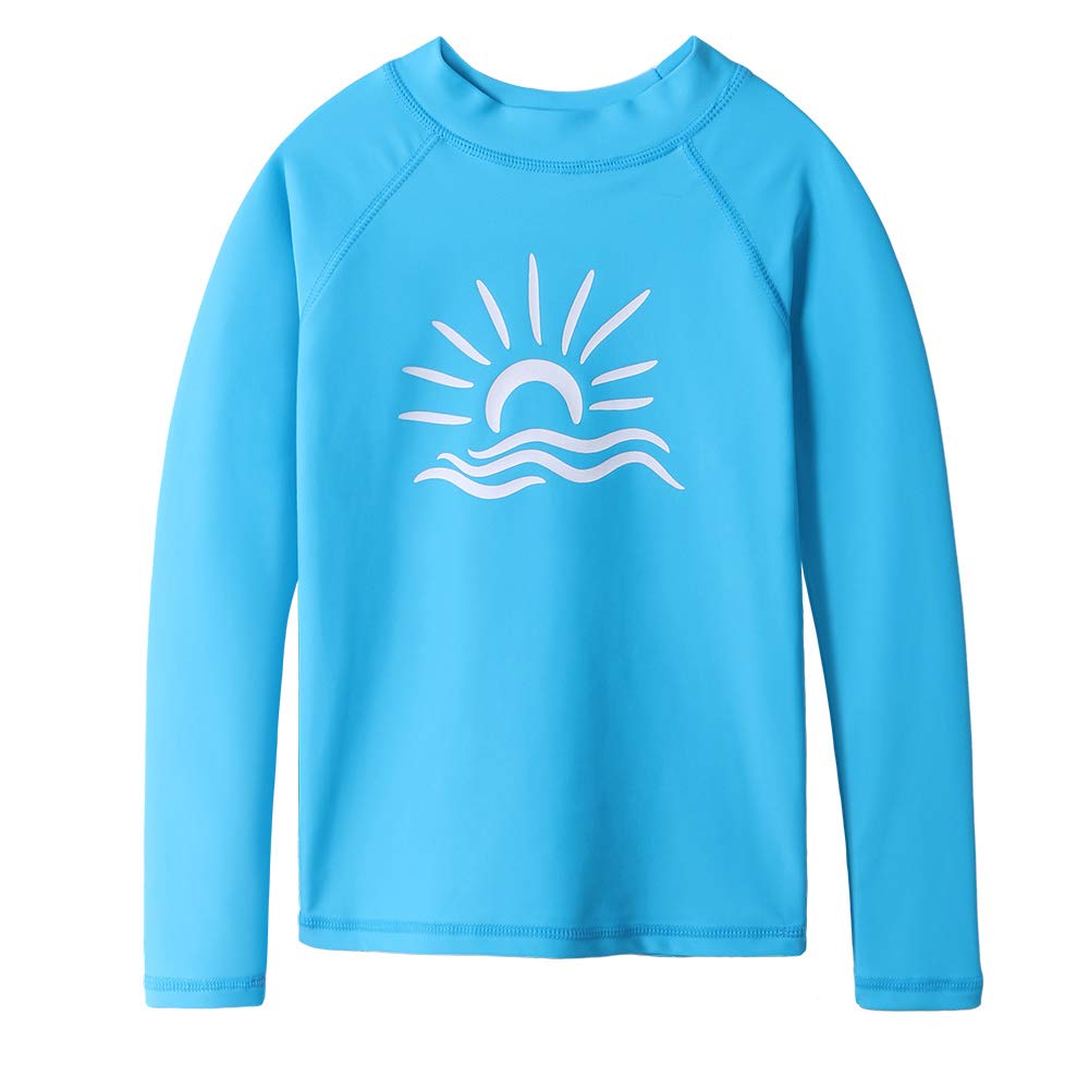 TFJH E Girls &amp; Boys Long Sleeve Rashgurad Swimsuit UPF 50+ Kids Swimwear Sunsuits