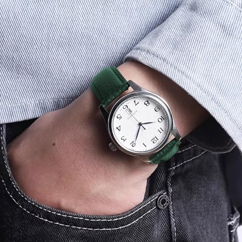 Image of Genuine Leather Watch Band Hand-Stitched Texture Padded Italian Leather Strap Quick Release 12mm 13mm 14mm 15mm 16mm 17mm 18mm 19mm 20mm 21mm 22mm 23mm 24mm Replacement Band for Women Men
