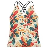 Photo Gallery christmas holly leaves tankini top da donna ad asciugatura rapida controllo pancia costumi da bagno top, foglie di agrifoglio natalizio, s Photo Gallery christmas holly leaves tankini top da donna ad asciugatura rapida controllo pancia costumi da bagno top, foglie di agrifoglio natalizio, s