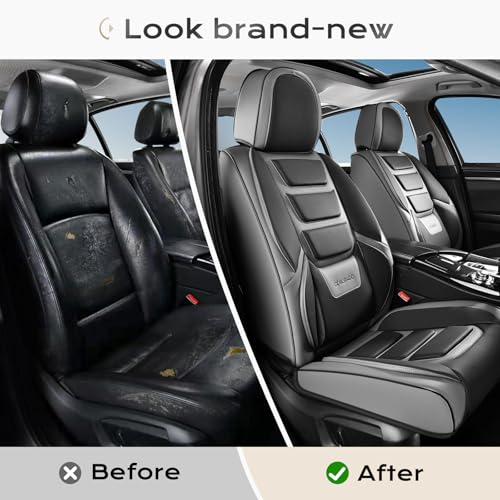 Image of Coverado Car Seat Covers, Front Covers for Cars, Car Seat Cover Front Seats, Automotive Seat Cover, Waterproof, Leather Car Seat Cushion, Universal Interior Covers Seat Protectors for Most Cars Gray