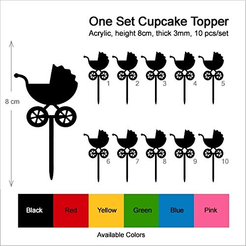 Jjphonecase TCD01G Ta1213 Baby Carriage Silhouette Party Wedding Birthday Acrylic Cupcake Toppers Decor 10 Pcs thumb #2