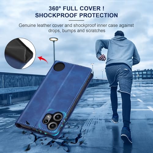 Image of Jasonyu Mobile Phone Case for Nothing CMF Phone 2 Pro Leather Flip Foldable Shockproof Magnetic Premium PU Leather Stand Function Card Slots Protective Flip Case Blue