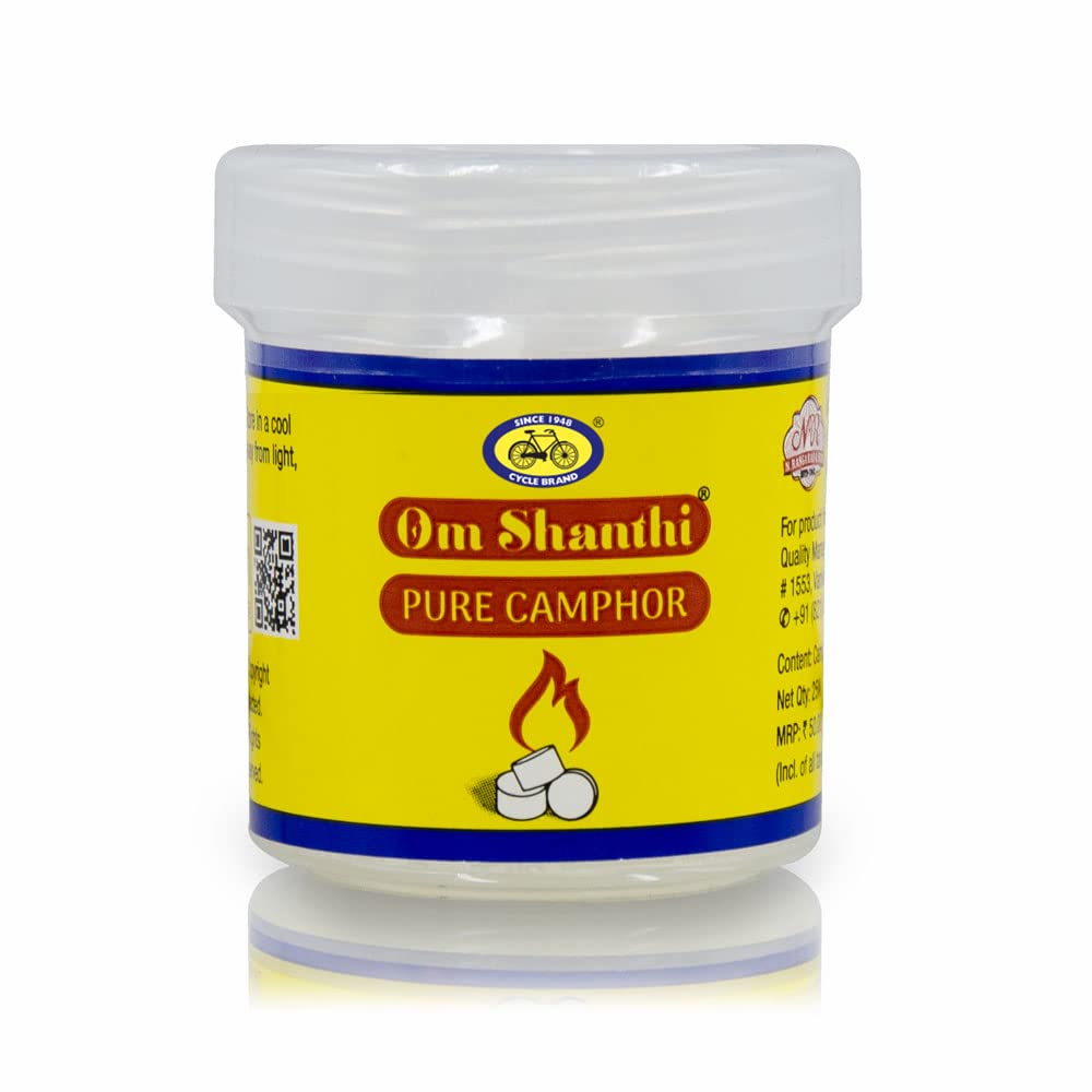 - Cycle Pure Om Shanthi Camphor for Pooja - 110 Round Tablets (110 N X 1 Kapur Jars) | Pure Camphor for Divine Puja Experience | Zero Carbon | Ideal for Daily Rituals, Special Occasions & Havan