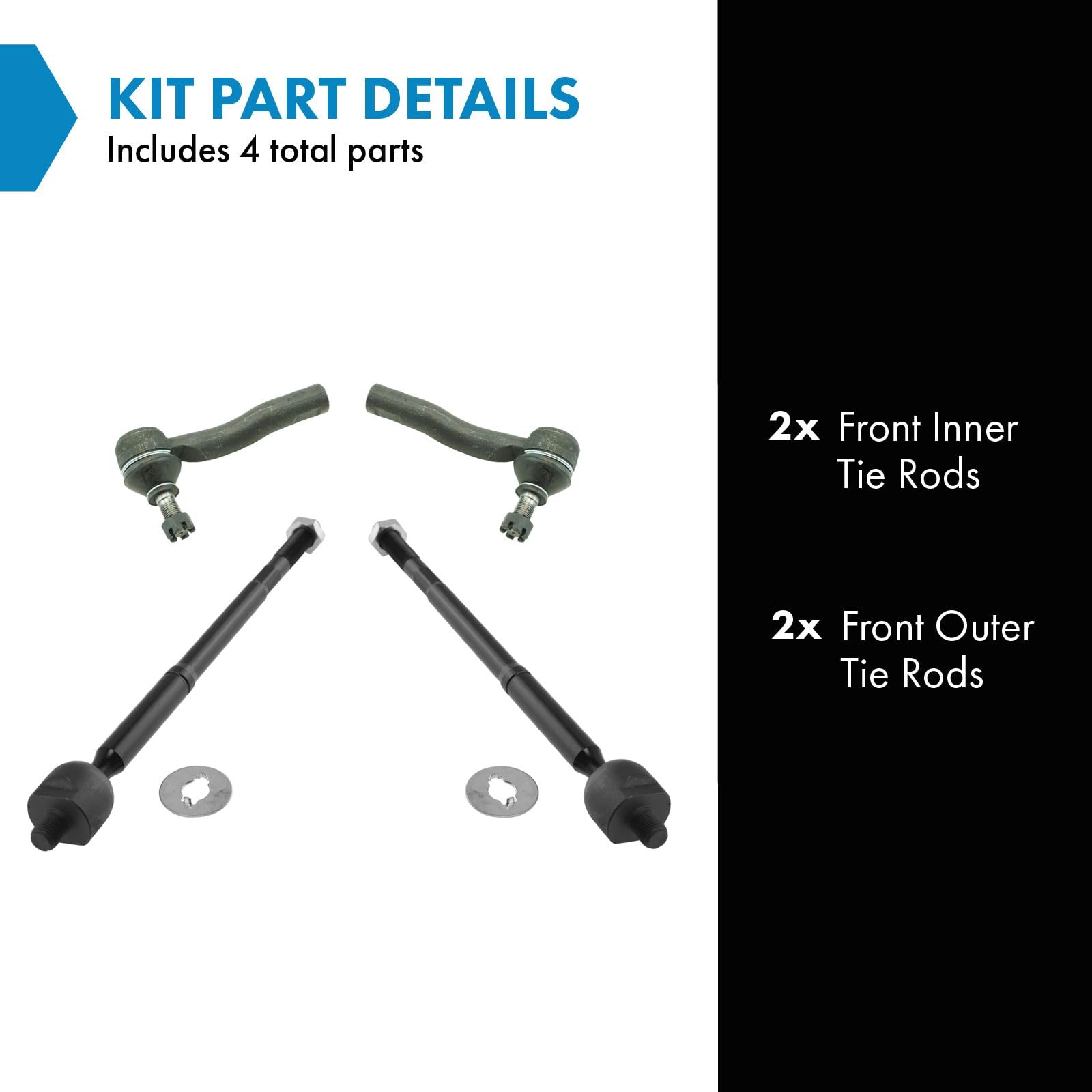 Amazon.com: TRQ Front Inner and Outer Tie Rod Set 4 Piece